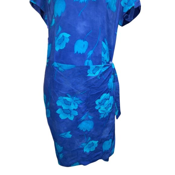 Vintage Blue Floral Wrap Dress by Jessica Howard Sz 14 (Large) Womens Short Slee - Picture 5 of 11